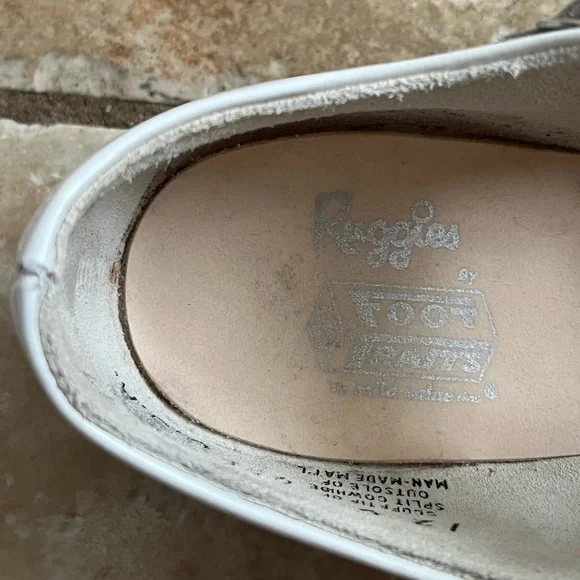 Vintage Shoes 1950'S Girls Classic Leather White Double Buckled Strap Mary Jane - Picture 10 of 11